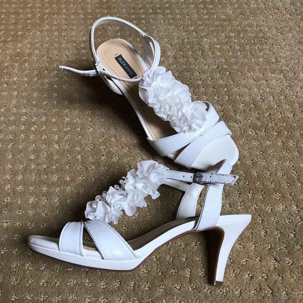 white floral heels